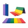 PU Leather Tri-Folding Gymnastics Tumbling Mat with Carrying Handles for Kids