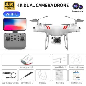 RC Drone Double 4K Wifi FPV HD Camera KY101 Drone Altitude Hold Gesture Mode Long Flying time RC Quadcopter Drone Toys For Boy (Color: White 4K MAX 1B)