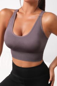 Scoop Neck Long Active Bra (Color: Dusty Purple)