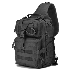 5L Unisex Medium Sling Shoulder Bag MOLLE Outdoor Daypack Backpack (Color: Black)